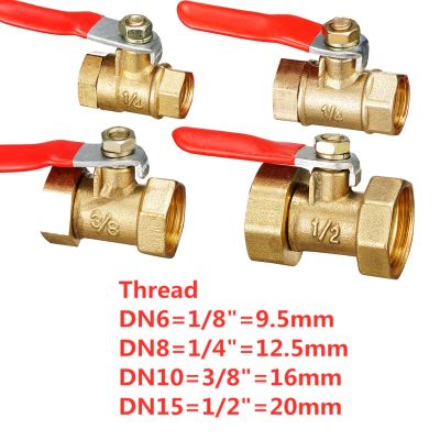 Brass ball valve 1/4 3/8 1/2 Female Thread Ball Valve Brass Connector Joint Copper Pipe Fitting Coupler Adapter Plumbing Valves
