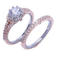 14k Rose Gold Round Diamond Sequin Set Ring