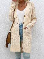 ◕♛ Twist Sweater for New Korean Fashion Pockets Cardigan Oversized Sleeve