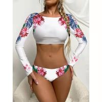 Bikini 2022 Women Rash Guard Long sleeve swimwear Surfing Swimsuit Bodysuit Print Bikini sileño Push Up Monokoni