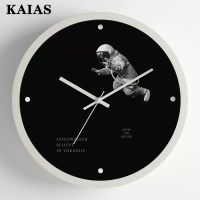 KAIAS Scandinavian นาฬิกาแฟชั่นมินิมอลลิสต์สีดำและสีขาวคลาสสิคตกแต่งผนังนาฬิกาบรรยากาศห้องรับแขกห้องนอนนาฬิกาแขวนผนังแบบไร้เสียงกวาดวินาทีนาฬิกาควอตซ์