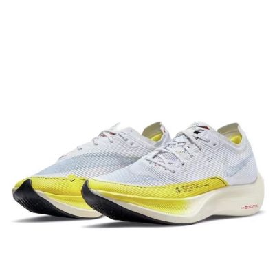 Ready to Ship Original✅ NK* ZomX- Vapofly- Next- ％ 2 White And Yellow Mens And Womens Mesh รองเท้าวิ่ง Breathable Couple Sports Casual Shoes {Limited time offer} {Free Shipping}
