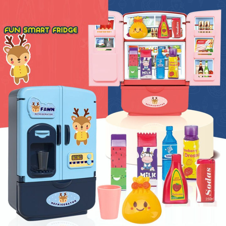 Pretend Play Simulation Kitchen Toy Mini Fridge Furniture Refrigerator  Accessories Cook Food Play House Toys For Girls Children