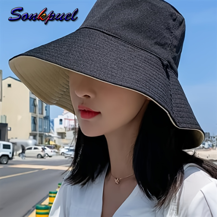 Sonkpuel Women Wide Brim Sun Protection Hat Sun Visor Foldable Hat