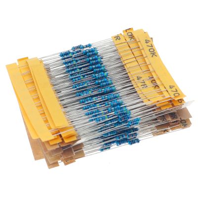 ☜☫∏ 500pcs 50value 1/4W 0.25W 1 Metal Film Resistor Assortment Kit Set 1ohm-10M ohm resistor samples pack