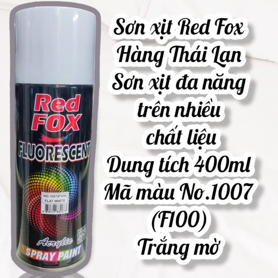 Sơn xịt đa năng red fox - màu no.1007- trắng mờ - hàng thái lan - ảnh sản phẩm 1