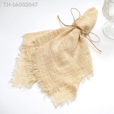 ☈ Napkin Cotton Gauze 42x42cm Retro Cheesecloth Rustic Table Decoration Muslin Tea Towel Cloth Napkins Wedding Supplies
