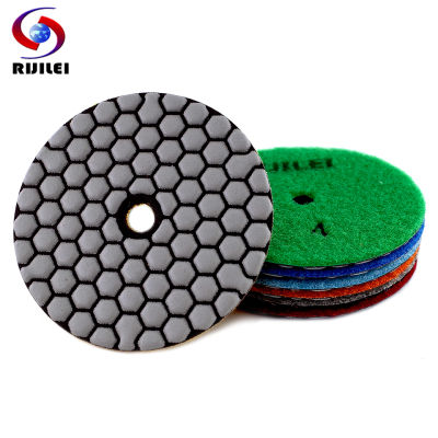 RIJILEI 6PCS 4 Inch Dry Polishing Pad Flexible Resin 100mm Diamond Polishing Pads For Marble Concrete Floor Grinding Disc