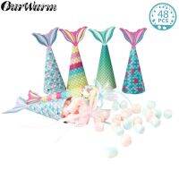 ได้เลย!♕OurWarm อุปกรณ์กระดาษปาร์ตี้48ชิ้นสำหรับถุงแบบแขวนงานเลี้ยงทารกใกล้คลอดงานแต่งงานวันเกิด