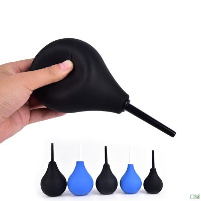 Hot 89/160/220ml Pear Shaped Enema Rectal Shower Cleaning System Silicone Gel Blue Ball For Anal Anus Colon Enema Anal Cleaning Plumbing Valves