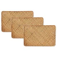 Pack of 3 Natural Seagrass Place Mat 17.7inch x 12inch Hand-Woven Rectangular Rattan Placemats