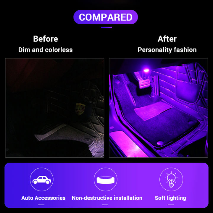 blalion-4in1-led-car-interior-light-monochrome-usb-foot-ambient-lamp-12v-led-atmosphere-lamp-blueice-bluepink-auto-accessories