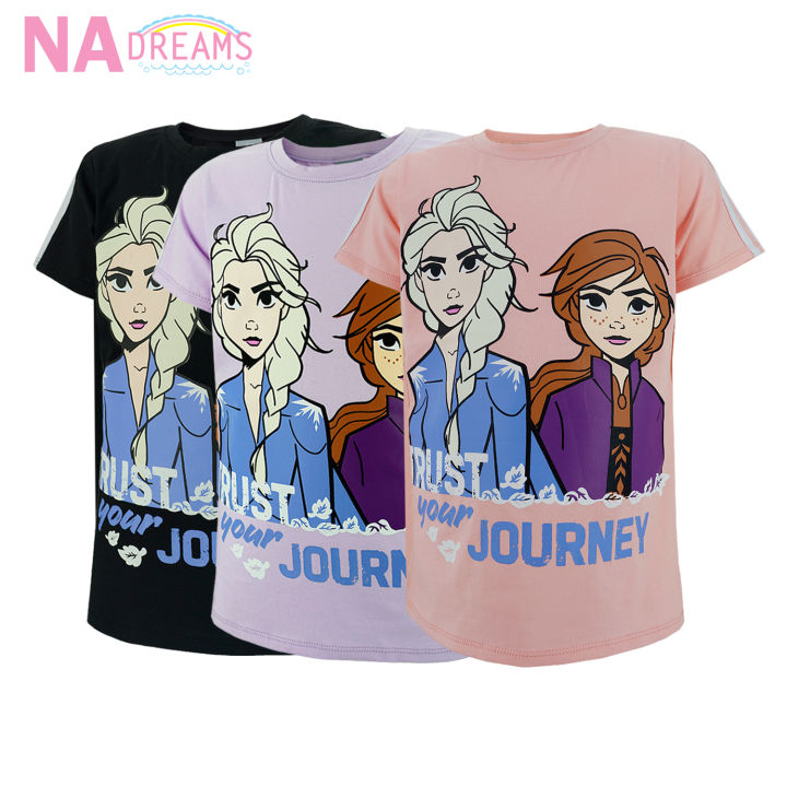 disney-เสื้อคอกลม-ผ้าคอตตอนสแปนเด็กซ์-cotton-ผสม-spandex-ลาย-โฟรเซ่น-frozen-เนื้อผ้าดีนุ่มมากจาก-nadreams-เนื้อผ้าดี-นุ่มมาก