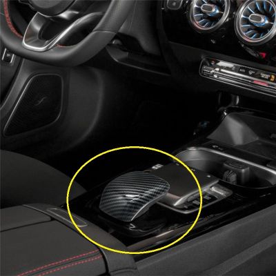 npuh ABS Carbon Fiber Printing Plastic Gear Shift Knob Cover Trim For Benz A Class W177 2019 2020 2021 2022 Car Interior Accessories