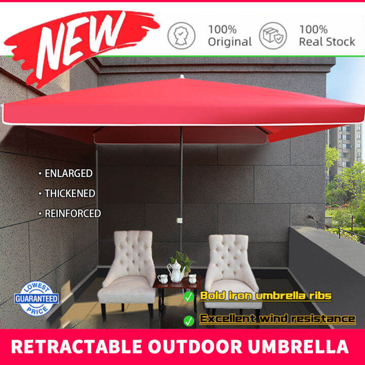 2M*2M Square Retractable Big Umbrella Outdoor Umbrella Awning Canopy