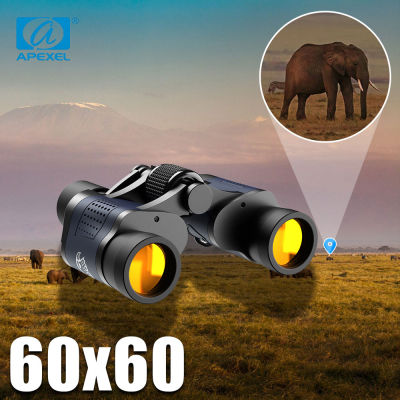 กล้องส่องทางไกล60X60สำหรับความชัดเจนสูง APEXEL กำลังสูง10000เมตรเลนส์ BAK4สำหรับล่าสัตว์กลางแจ้งกล้องสองตาแบบใช้แสงมืออาชีพ