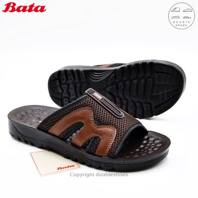BATA  รองเท้าแตะแบบสวม ผ้าระบายอากาศ พื้นปุ่มนวด สีดำ/น้ำตาล ไซส์ 6-11 (รหัส 869-6418, 869-4418)