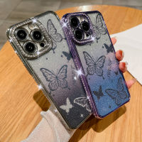 MAGOOER รูปผีเสื้อฝาครอบเคสโทรศัพท์กากเพชรไล่ระดับสีสำหรับ iPhone 13 Pro 11สำหรับ iPhone 14 Pro Max 13 12