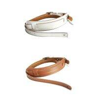 2x Leather and Metal Buckle Electric Guitar Strap Belt Shoulder Pad Adjustable Guitar Straps-White Color &amp; Brown Color