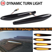 2ชิ้น LED แบบไดนามิกด้านเครื่องหมายไฟลูกศรเลี้ยวไฟกระพริบโคมไฟสำหรับ Alfa Romeo 159 159 Sportwagonboera แมงมุม Typ 939