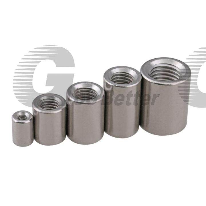 m10-m12-m14-m16-m20-a2-304-stainless-steel-lengthen-round-coupling-nut-column-connector-joint-screw-nut-nails-screws-fasteners