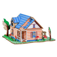 Kids Toys 3D Wooden DIY Houses Jigsaw Children Castle Construction Pattern Toys Baby Assembling Hand Work Toy