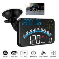 Car Digital Speedometer Head Up Display HUD GPS Odometer Overspeed Alarm Universal Overspeed Alarm HD Display for All Vehicle