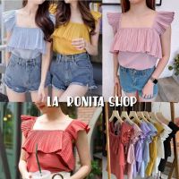 ✅ พร้อมส่ง? Pleated  12สี (P1)  เสื้ออัดพลีท ระบายแขน ระบาย สีพื้น/ลายดอก