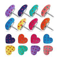 MOGII 30pcs Cute Dot Push Pins Heart Shape Stationery Pins Decorative Fabric Thumbtacks for Bulletin Cork Board