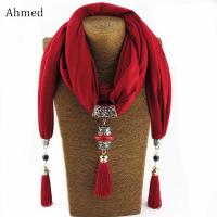 ZZOOI Ahmed Bohemian National Wind Scarf Necklaces Buddha Beads Collar Choker New Maxi Statement Necklace For Women Style jewelry