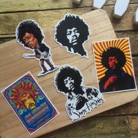 Jimi Hendrix สติกเกอร์ เคลือบกันน้ำ ลายวงดนตรี ติดกีตาร์ มอเตอร์ไซด์ กระเป๋าเดินทาง Waterproof Decal Sticker