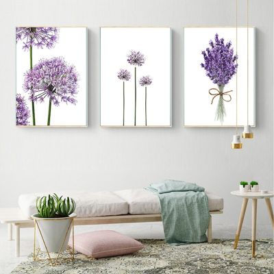 Scandinavian Lavender Flowers Poster Modern Canvas Painting Green Posters and Prints Home Decoration Bedroom Wall Art Pictures Wall Décor