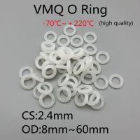 {Haotao Hardware} 10/50Pcs ปะเก็นแหวนซิลิโคน CS 2.4Mm OD 8Mm 60Mm VMQ สีขาวเกรดอาหารเครื่องซักผ้ากันน้ำยางปะเก็นซิลิโคนยาง O แหวน