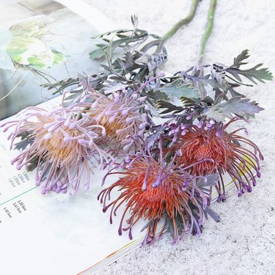 Artificial Flowers Short Branch Crab Claw 2 Fork Pincushion Christmas Garland Vase for Home Wedding Decoration Fake Planting