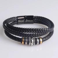 To My Son Love You Forever Leather Braided Bracelet With Gift Card Men Boys Multilayer Woven Leather Rope Steel Buckle Bracelet Belts