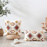 New Bohemian Blanket Bed Sofa Throw Cushion Cover Indian Tufted Embroidery Tassel Pillow Case Home Decoration Ins Style