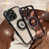 KISSCASE เคสโทรศัพท์แบบใสแวววาวเคลือบหรูหราสำหรับ Iphone 14 13 12 Pro Max Magsafe 14promax ฝาครอบชาร์จไร้สายสำหรับ Iphone 13 Pro Max 14Pro กรอบ Bling ฟิล์มเลนส์