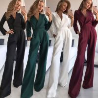 【cw】Z-2749 Cross-Border European and American Deep V Collar Waist Slimming Jumpsuit y Trousers Socialite Jumpsuit