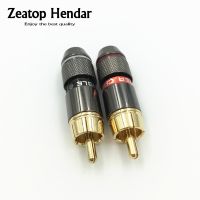 2Pcs Copper RCA Male Plug Adapter Audio Phono Solder Connector for Speaker Cable Amplifiers Support 6MM Cable