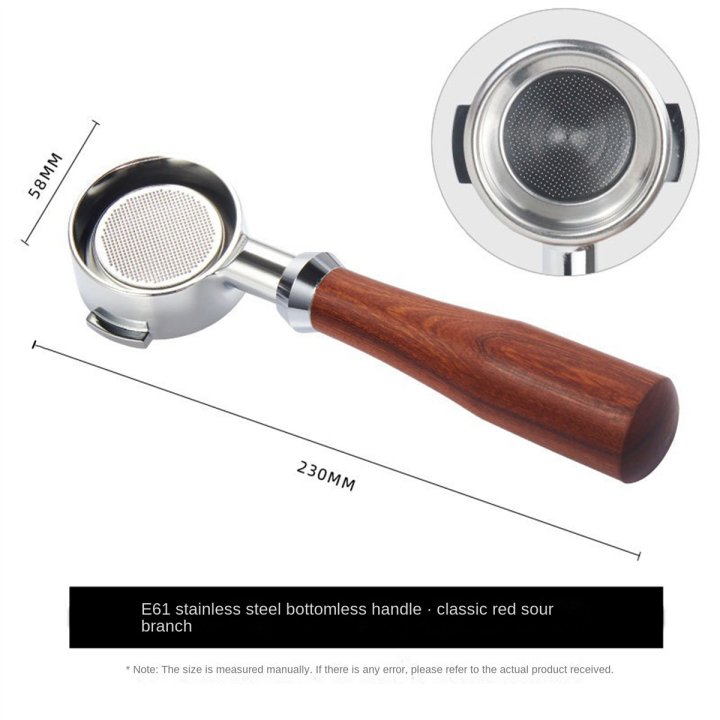 58mm-double-ear-coffee-machine-filter-holder-e61-bottomless-portafilter-with-wooden-handle-coffee-tools