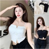 พร้อมส่ง  เสื้อสายเดี่ยว สุดเซ็กซี่ โชว์เอว แฟชั่นผู้หญิง