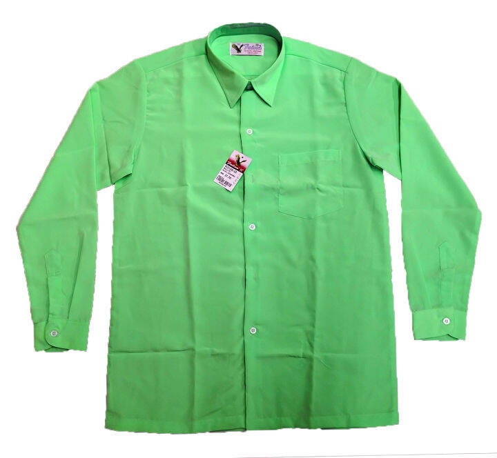 Baju Kemeja Sekolah Warna Hijau Lengan Panjang Kain Jenis Koshibo