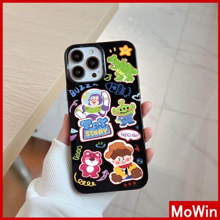 mowin-เข้ากันได้สำหรับ-เคสไอโฟน-เคสไอโฟน11-เคส-สำหรับ-iphone-14-สีดำเงา-เคสอ่อนกันกระแทกป้องกันกล้องการ์ตูนน่ารักเข้ากัน