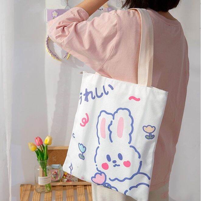 กระเป๋าถือ-กระเป๋าผ้า-สไตล์เกาหลี-การ์ตูน-น่ารัก-พร้อมส่ง-bag01