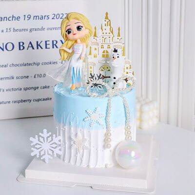 โมเดลตกแต่งเค้กเอลซ่า Frozen เอลซ่าชุดขาวใหม่ พลาสติก