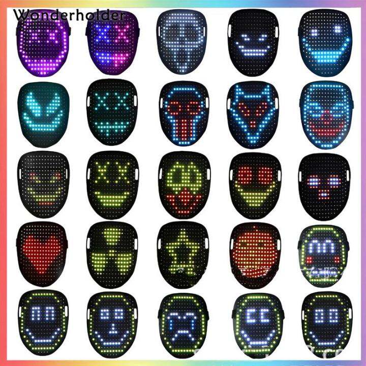 LED Mask USB Rechargeable LED Mask with Gesture Sensing LED Lighted ...