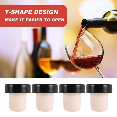 T-Shaped Stopper Reusable Wine Cork Bottle Stopper Sealing Plug Bottle Cap for Wine Beer Bottles (Black)