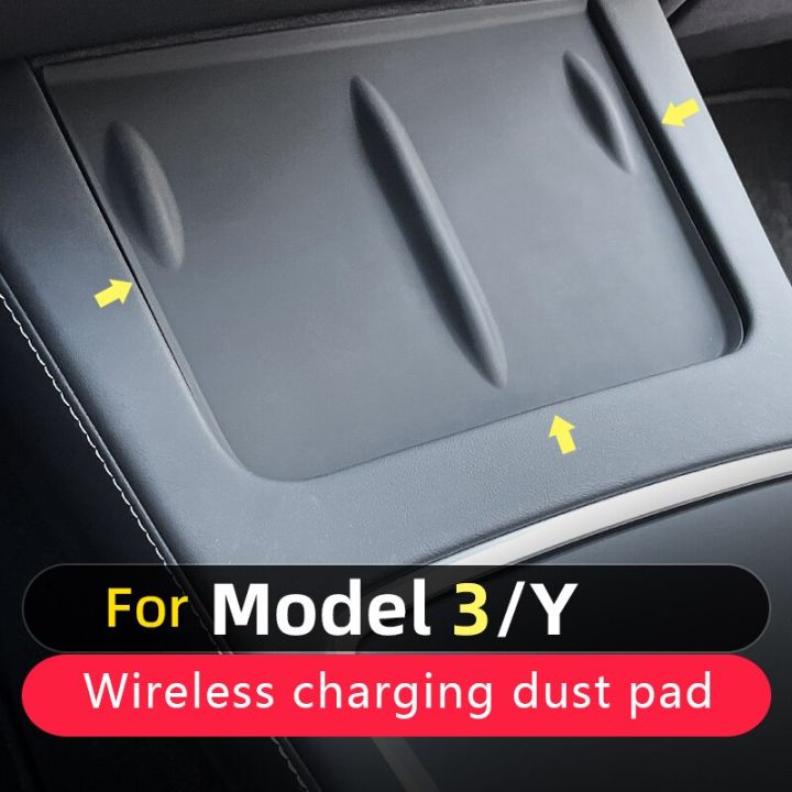 สำหรับเทสลารุ่น3-2020-2021-2022โทรศัพท์มือถือชาร์จไร้สายแผ่นรองกันฝุ่นแผ่นกันลื่น2021รุ่น2022อุปกรณ์เสริมรถยนต์-y