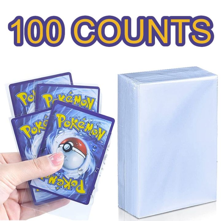 การ์ดโปเกม่อนใสแขนเสื้อป้องกันเกม VMAX Yugioh Pokémon ใส่บัตรผู้ถือของขวัญสำหรับเด็กโฟลเดอร์100ชิ้น