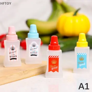 1Piece Mini Sauce Bottle Box Cartoon Fruit Fork Food Choice Heart Shaped Condiment  Sauce Container Kids